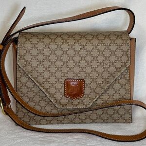 Celine Elegant Brown and Tan Crossbody Bag